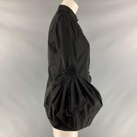 EMPORIO ARMANI Talla 10 Blusa con cuentas en mezcla de acetato negro