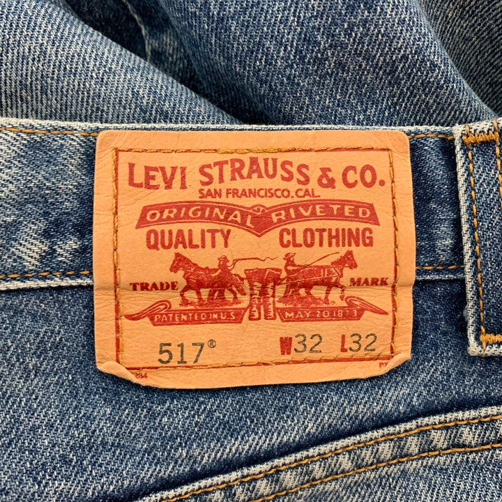LEVI STRAUSS 517 Size 32 Blue Washed Cotton Bootcut Jeans