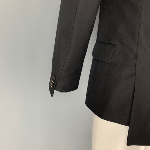 PAUL SMITH Talla 40 Abrigo deportivo con solapa de muesca de seda y lana negra