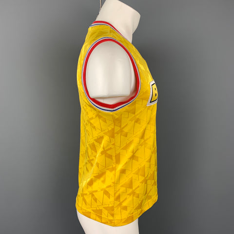 D&G by DOLCE & GABBANA Size M Yellow & White Applique Jersey Sleeveless Tank Top