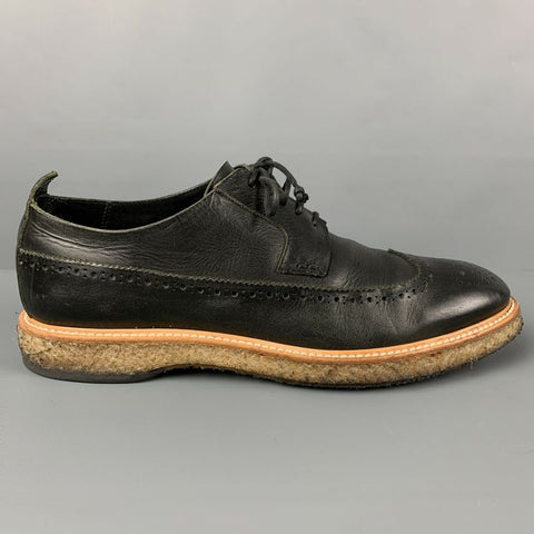 OFFICINE CREATIVE Size 11 Black Perforated Leather Wingtip Lace Up Shoes