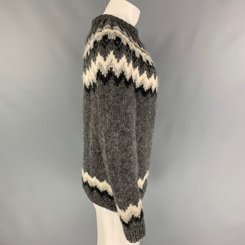 HANDKNIT.IS Taille M Pull en laine gris noir