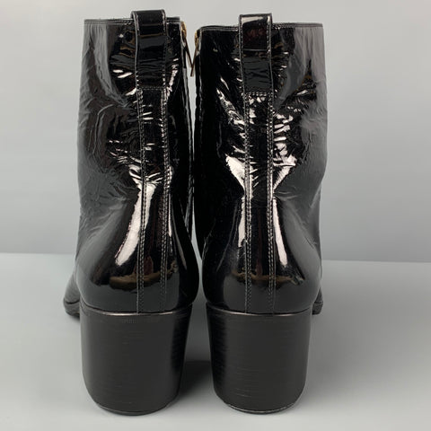 YVES SAINT LAURENT Size 13 Black Patent Leather Johnny Boots