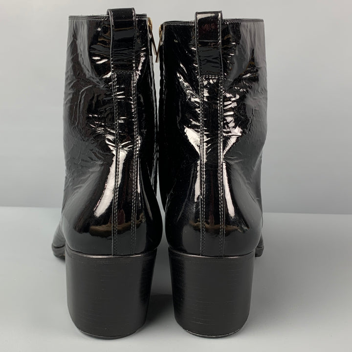 YVES SAINT LAURENT Size 13 Black Patent Leather Johnny Boots