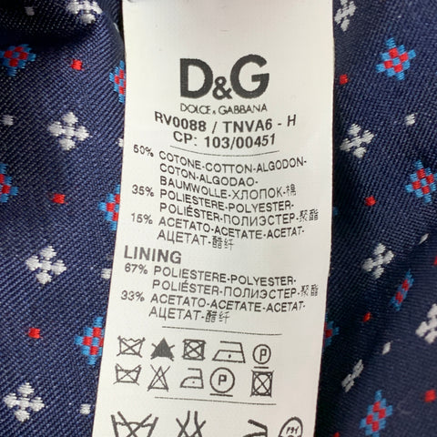 D&G by DOLCE & GABBANA Size 38 Navy Velvet Cotton Blend Vest