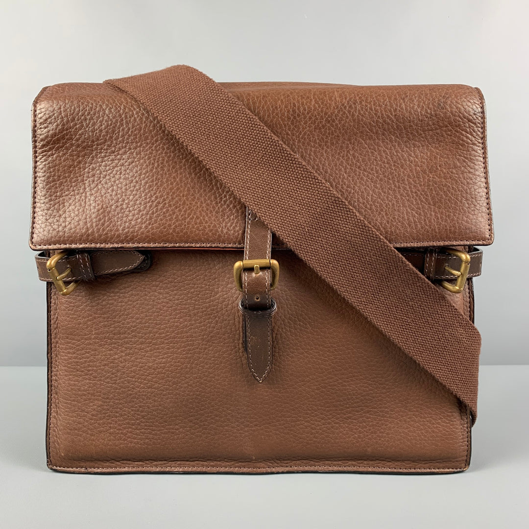 MULHOLLAND Brown Leather Accordion Messenger Bag