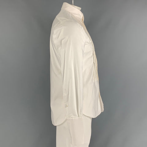 BROOKS BROTHERS Camisa Oxford de manga larga de algodón plisada blanca Talla L
