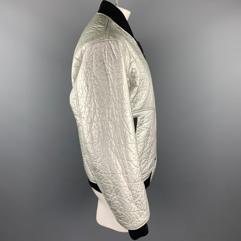 AIR JORDAN Taille L Veste bomber zippée en polyéthylène métallisé argenté