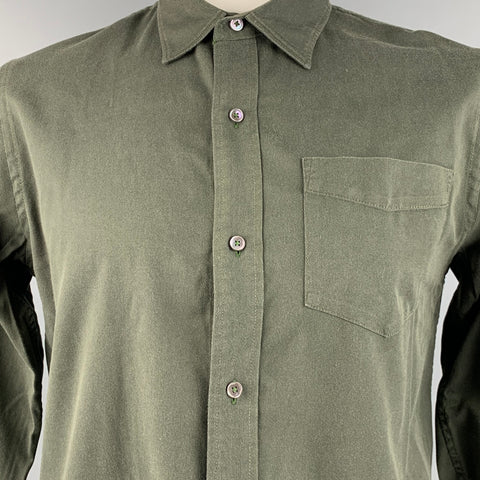 BUCK MASON Taille L Chemise à manches longues en coton / rayonne vert