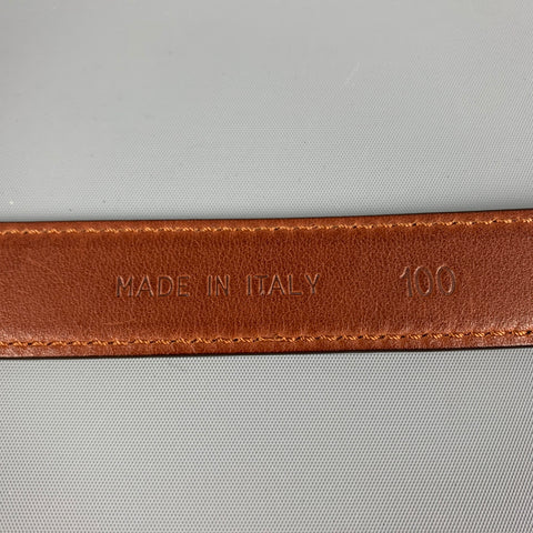 BRUNELLO CUCINELLI Brown Leather Sterling Silver Rectangle Buckle Belt