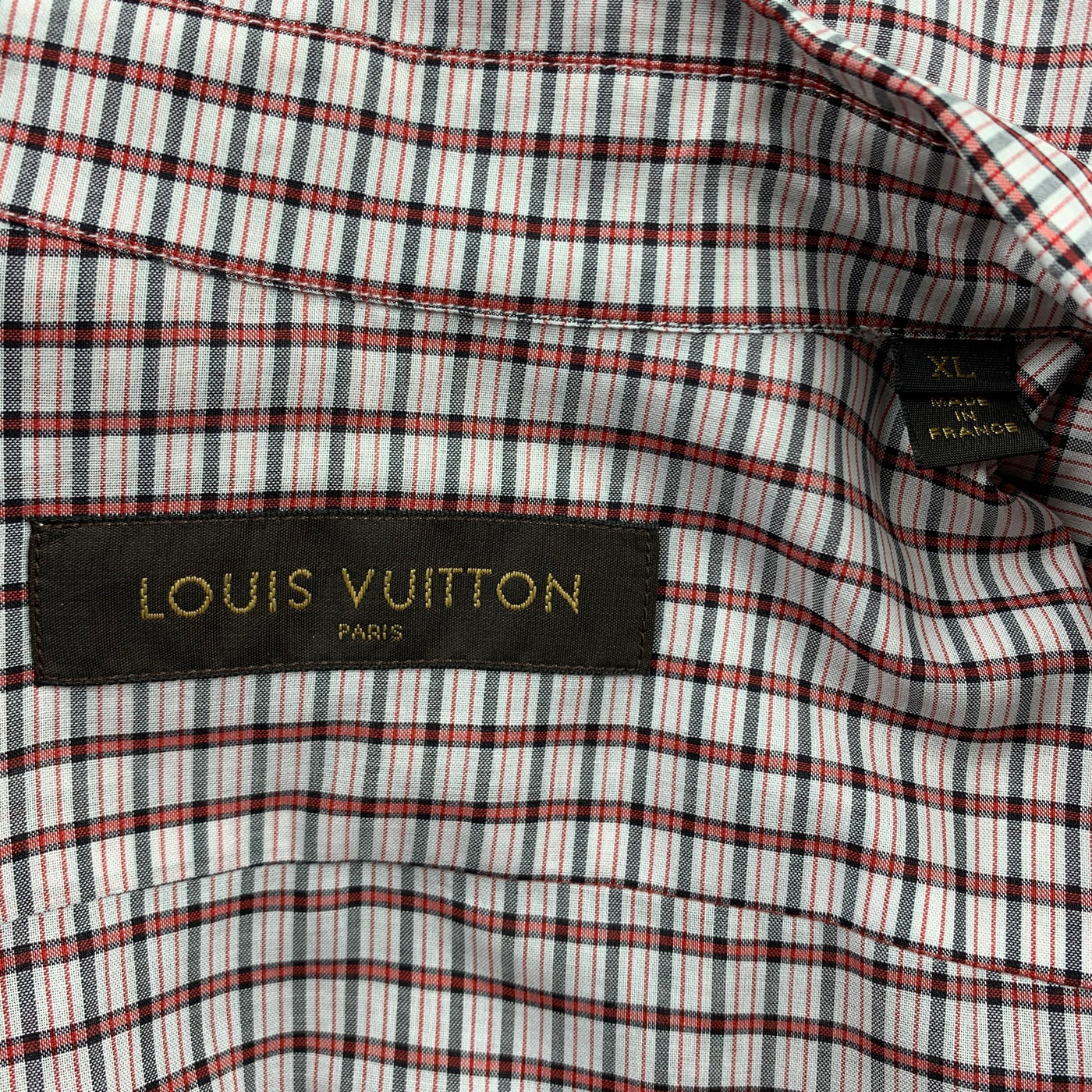 LOUIS VUITTON Size XL Rose & Brick Plaid Cotton Button Up Long Sleeve Shirt