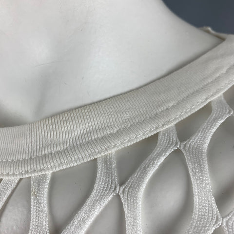 DRIES VAN NOTEN Size L White Mesh Polyester Cropped Pullover