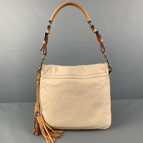 PRADA Sac à bandoulière en cuir crème avec pompon