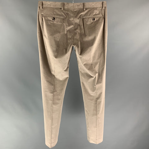 TONELLO Size 36 Grey Velvet Cotton Blend Zip Fly Dress Pants