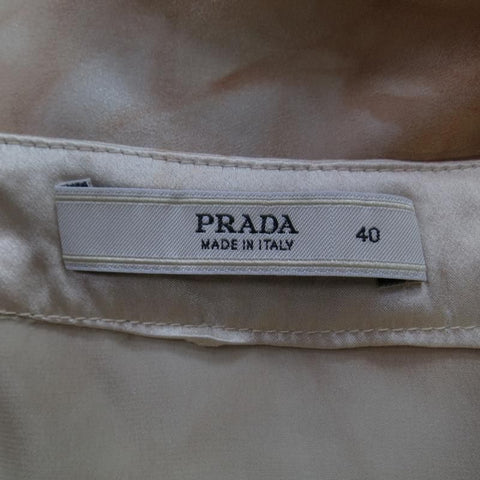 PRADA US 4 / IT 40 Beige & Blush Marbled Silk Satin Pleated Wrap Skirt
