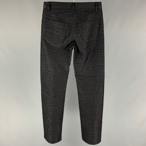 TSUTSU Size 32 Black Stitched Cotton Polyamide Straight Dress Pants