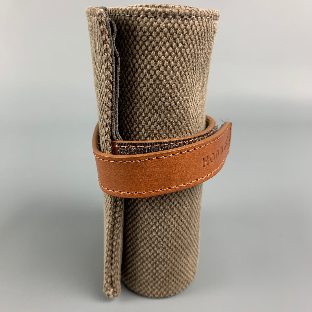 HODINKEE Taupe & Tan Suede Leather Rolled Up Travel Watch Case