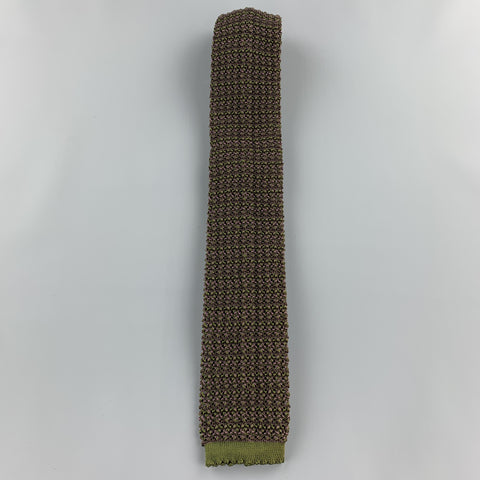 HOLLAND & HOLLAND Brown Purple & Olive Silk Textured Knit Tie
