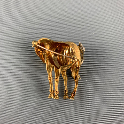 Broche cheval VINTAGE en strass dorés