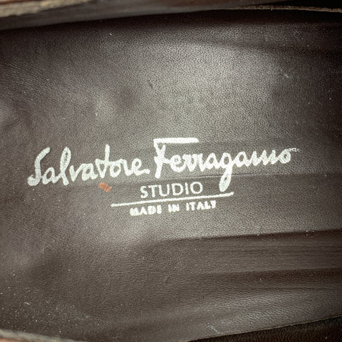 SALVATORE FERRAGAMO Size 11 Tan Antique Leather Cap Toe Lace Up Shoes