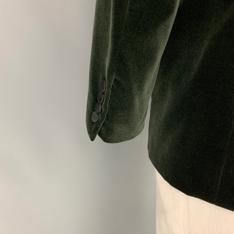 POLO by RALPH LAUREN Size 44 Regular Green Velvet Cotton Peak Lapel Sport Coat