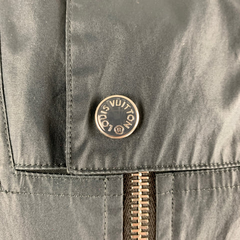 LOUIS VUITTON Taille 42 Manteau en coton enduit uni noir marine