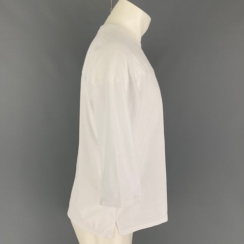 SASQUATCHfabrix Talla M Camiseta blanca de mezcla de algodón y malla con cuello redondo