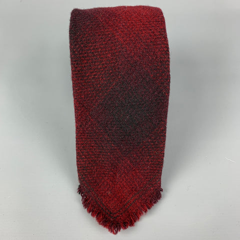WOOLRICH Burgundy Black Plaid Wool Nylon Tie