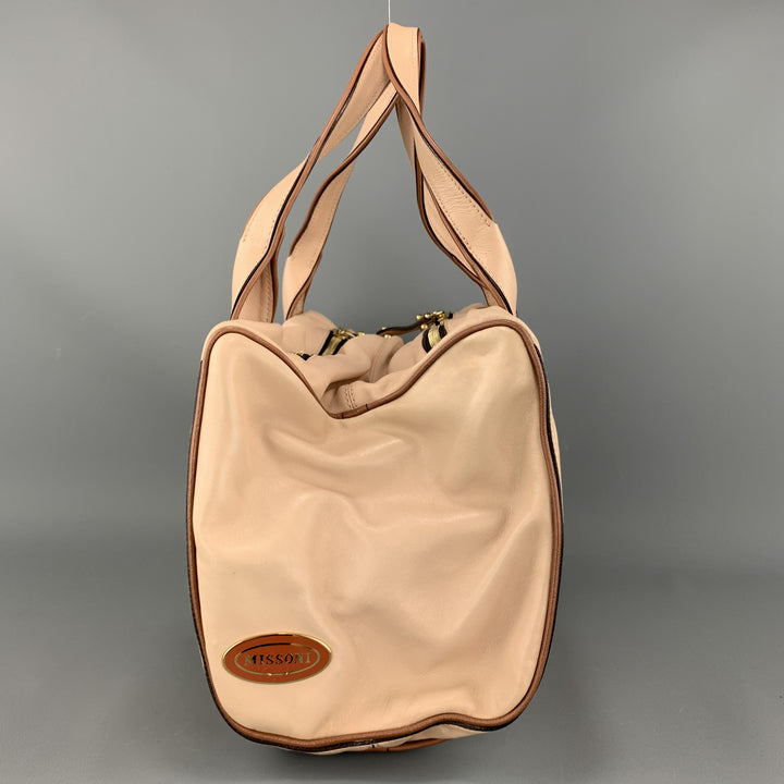 MISSONI Light Pink Leather Double Zip Shoulder Handbag