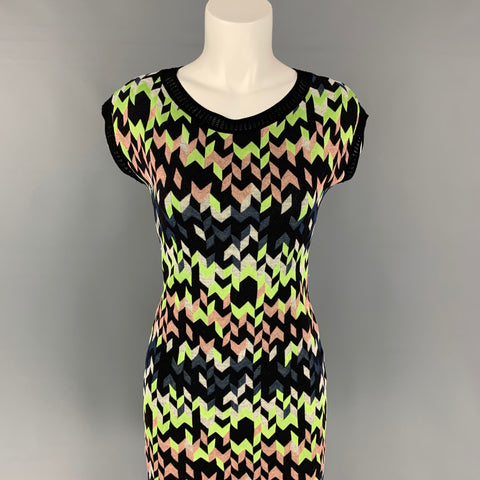 M MISSONI Size M Multi-Color Geometric Knitted Scoop Neck Dress