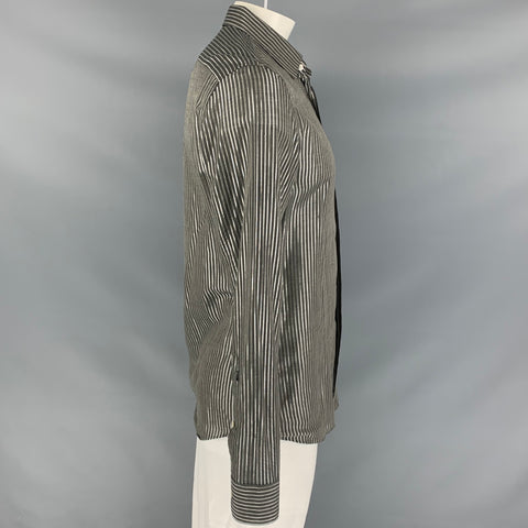 BURBERRY PRORSUM Size XL Gray & Silver Stripe Long Sleeve Shirt