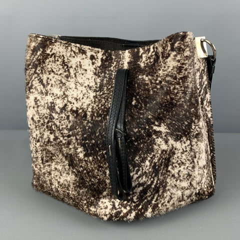 MAISON MARGIELA Brown Cream Marbled Calfskin Handbag