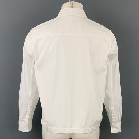 NEIL BARRETT Size L White Cotton Blend Elastic Waistband Long Sleeve Shirt