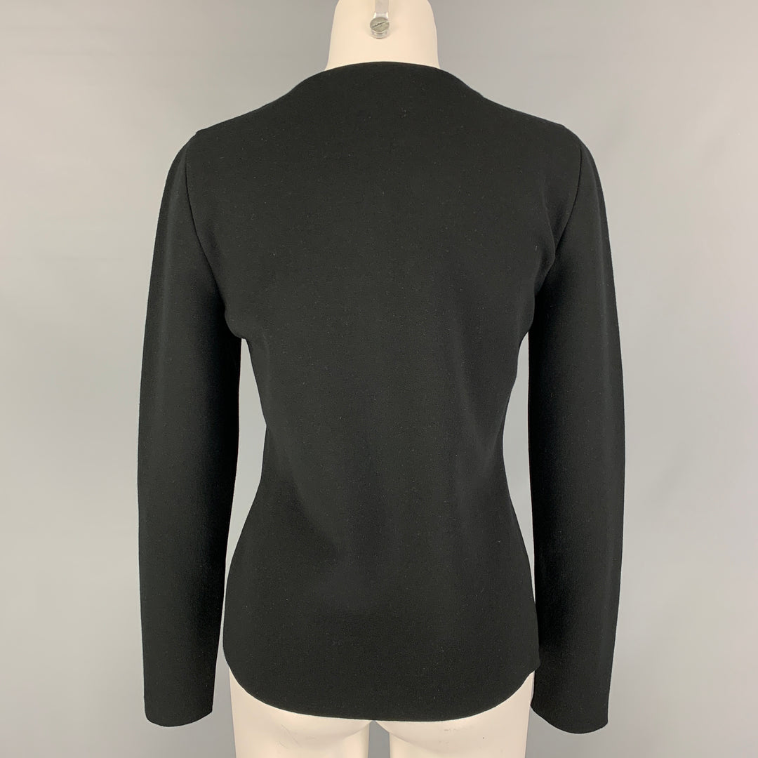 OSCAR DE LA RENTA 2021 Size L Black on Black Viscose Blend Sequined Cut Out Pullover