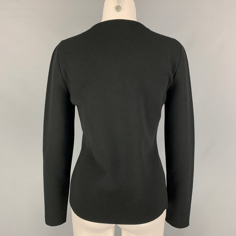 OSCAR DE LA RENTA 2021 Talla L Jersey negro sobre negro con corte de lentejuelas y mezcla de viscosa