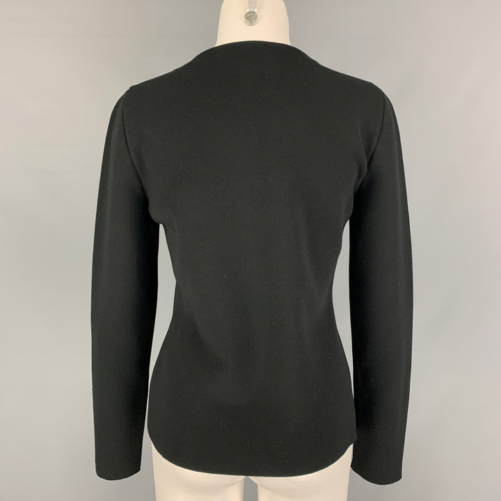 OSCAR DE LA RENTA 2021 Size L Black on Black Viscose Blend Sequined Cut Out Pullover