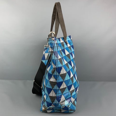 JACK SPADE Blue Charcoal White Triangle Acetate Tote Bag