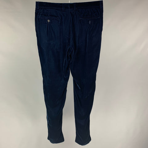 EMPORIO ARMANI Size 36 Navy Velvet Acetate Blend Dress Pants