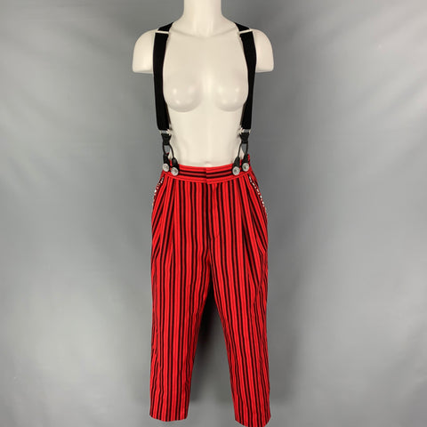 MARC JACOBS Size 6 Red Black Wool Stripe Zip Fly Dress Pants
