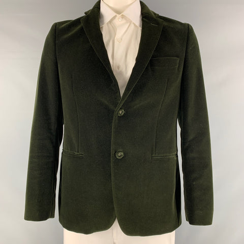 OFFICINE GENERALE Size 42 Olive Solid Cotton Velvet Sport Coat