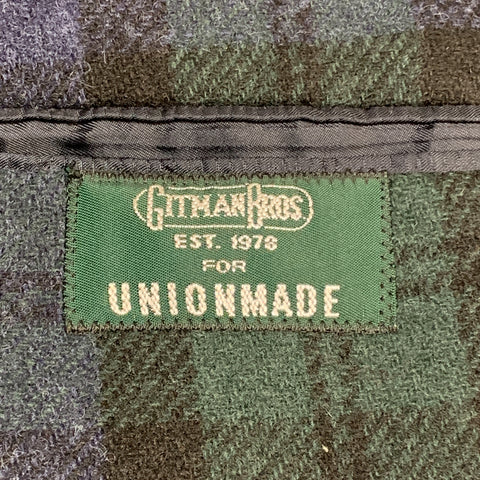GITMAN BROS Size 42 Green & Blue Plaid Wool Notch Lapel Patch Pockets Sport Coat