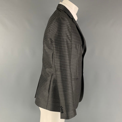 EMPORIO ARMANI Size 38 Grey Charcoal Wool Blend Notch Lapel Sport Coat