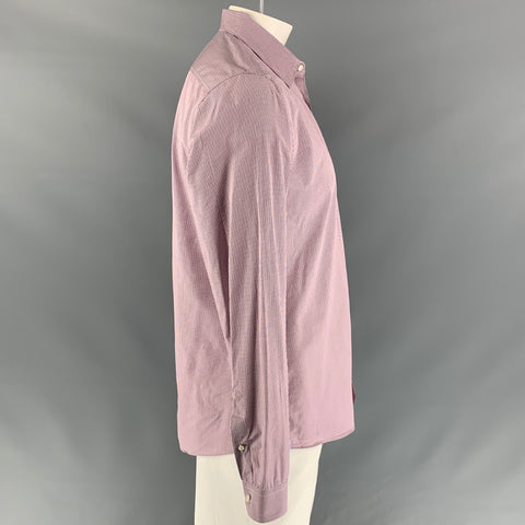 GUCCI Camisa de manga larga ajustada de popelina a cuadros roja y blanca talla XL