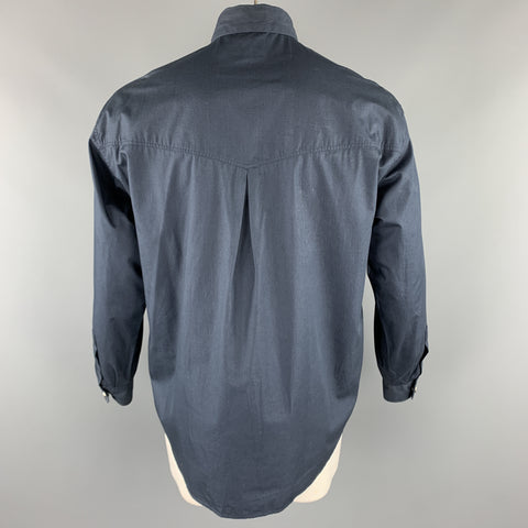 Vintage VERSACE JEANS COUTURE Size M Navy Cotton Embellished Buttons Long Sleeve Shirt