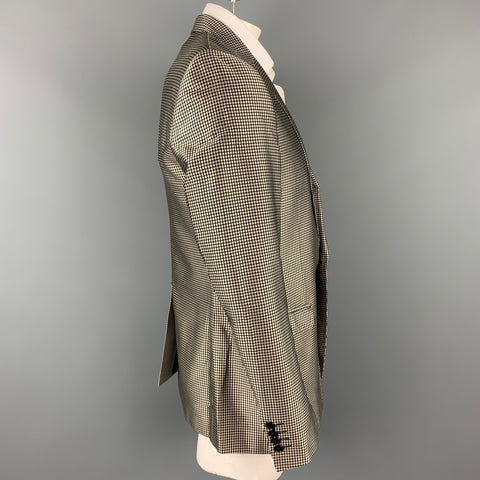 DOLCE & GABBANA Size 44 Regular Gold & Black Dots Silk Peak Lapel Sport Coat