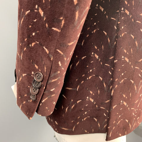 ALFRED DUNHILL Size 40 Regular Burgundy Print Cotton Velvet Sport Coat