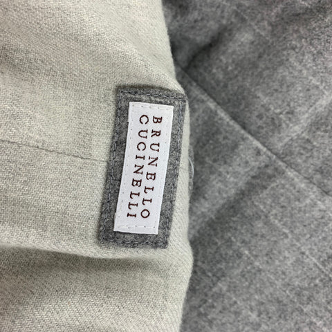 BRUNELLO CUCINELLI Size S Light Gray Stripe Wool Cashmere Zip Up Vest