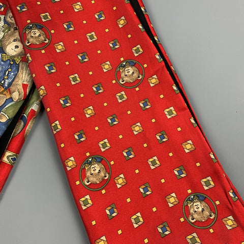 Vintage ED RICHILSON'S Black & Red Reversible Silk Scarf