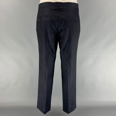 ETRO Size 40 Navy Rhombus Wool / Silk Shawl Collar Suit