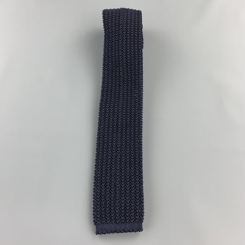 HAYWARD LONDON Dark Navy Silk Textured Knit Tie